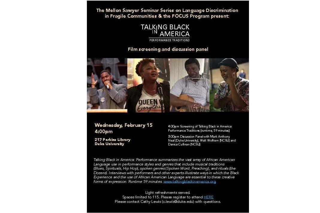 Talking Black in America screening and panel Feb 15